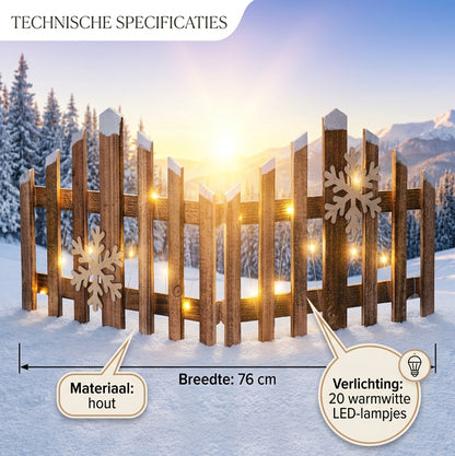 Kersthek met LED-verlichting – hout, 76 cm