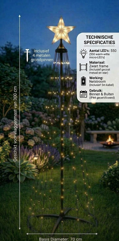 Kerstboomverlichting voor vlaggenmast – 300 cm, 550 LED