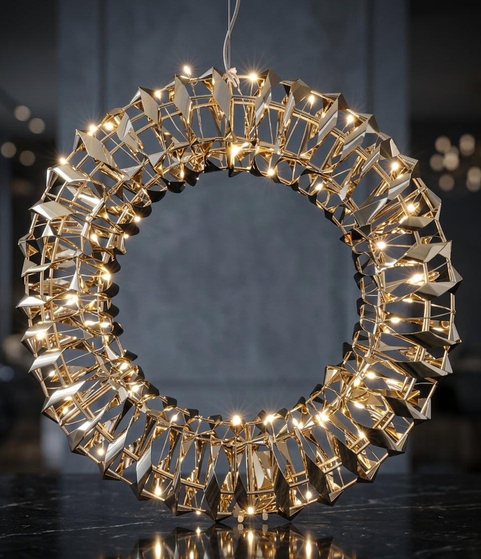 Verlichte Kerstkrans Goud — 30 cm, 50 LED