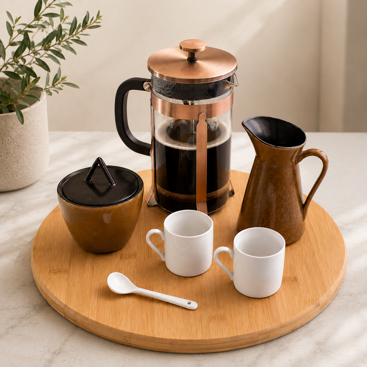 Draaiplateau "Lazy Susan" — Bamboe Serveerplateau | 360° Draaibaar | Ø 35 cm