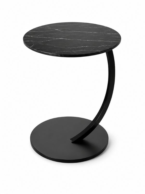 Bijzettafel "Noir" — Zwart Gemarmerd Blad | Ø 40 cm