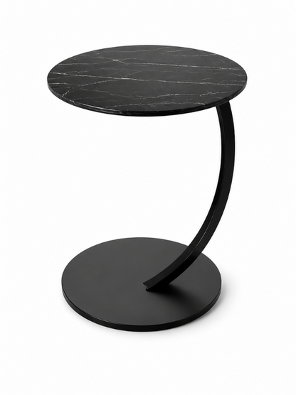 Bijzettafel "Noir" — Zwart Gemarmerd Blad | Ø 40 cm