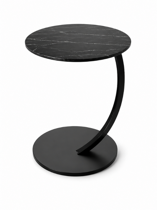 Bijzettafel Noir zwart gemarmerd blad Ø 40 cm