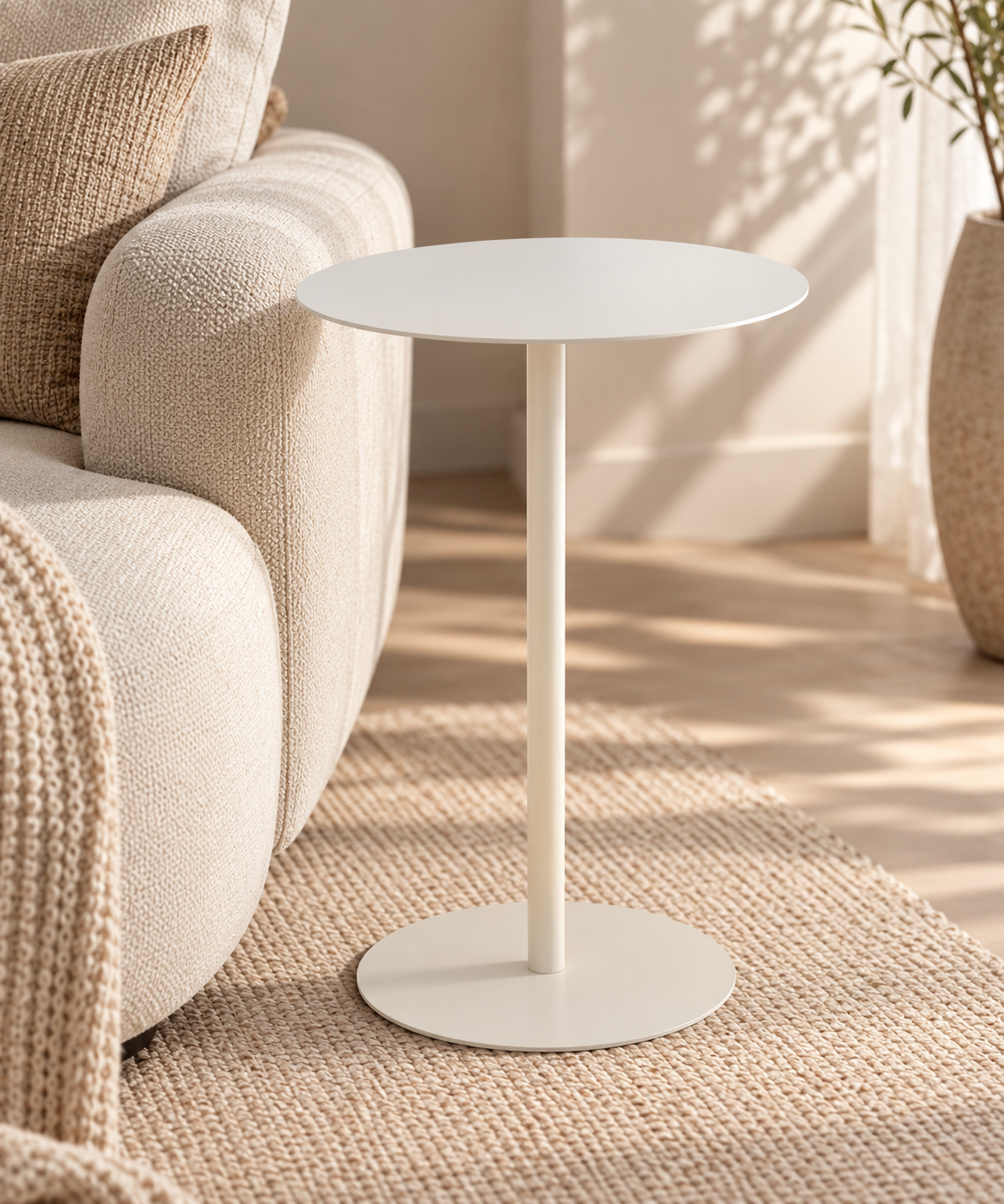 Bijzettafel rond wit metaal 35 cm – premium hero