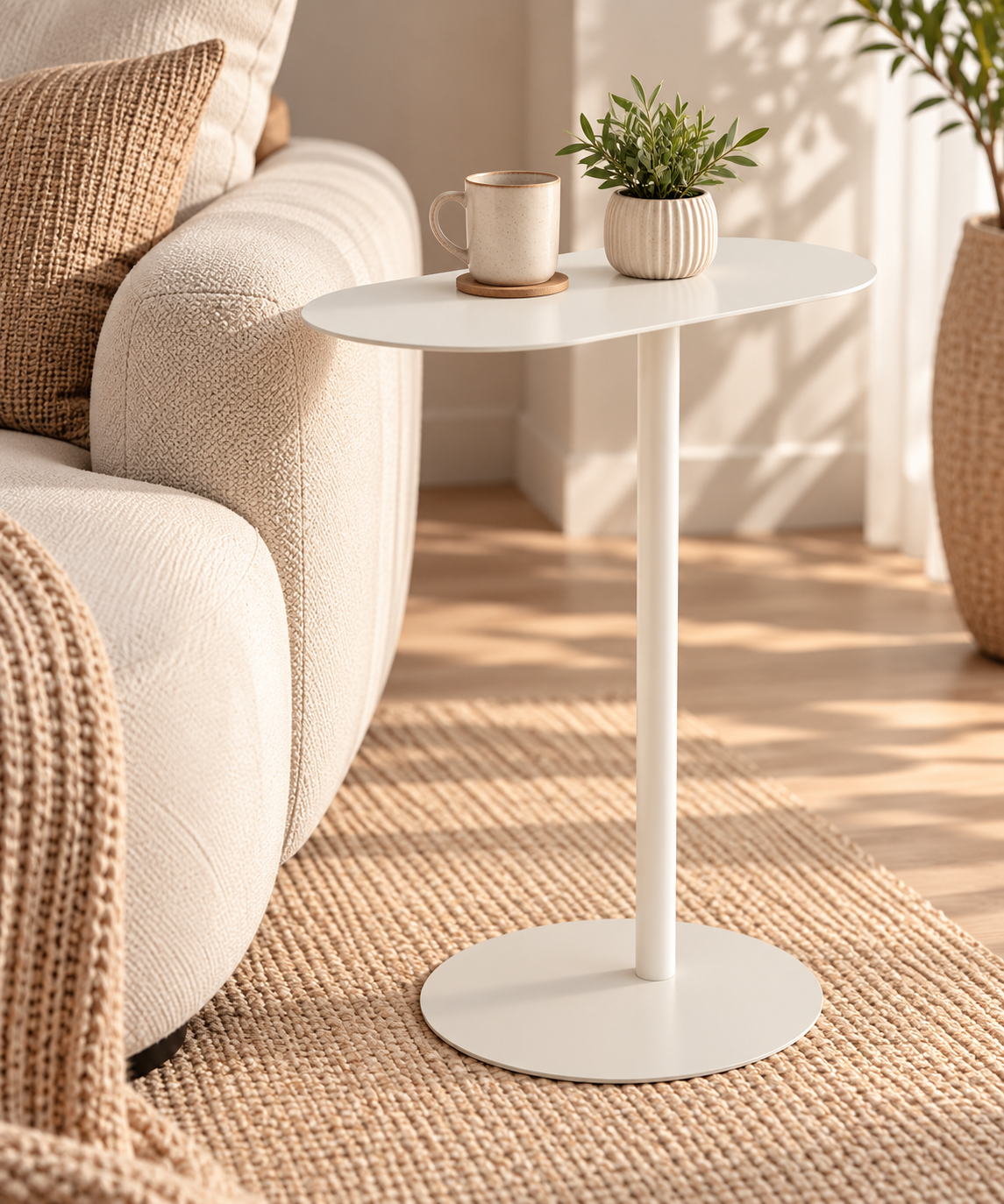 Bijzettafel wit metaal 35 x 25 x 53 cm – hero