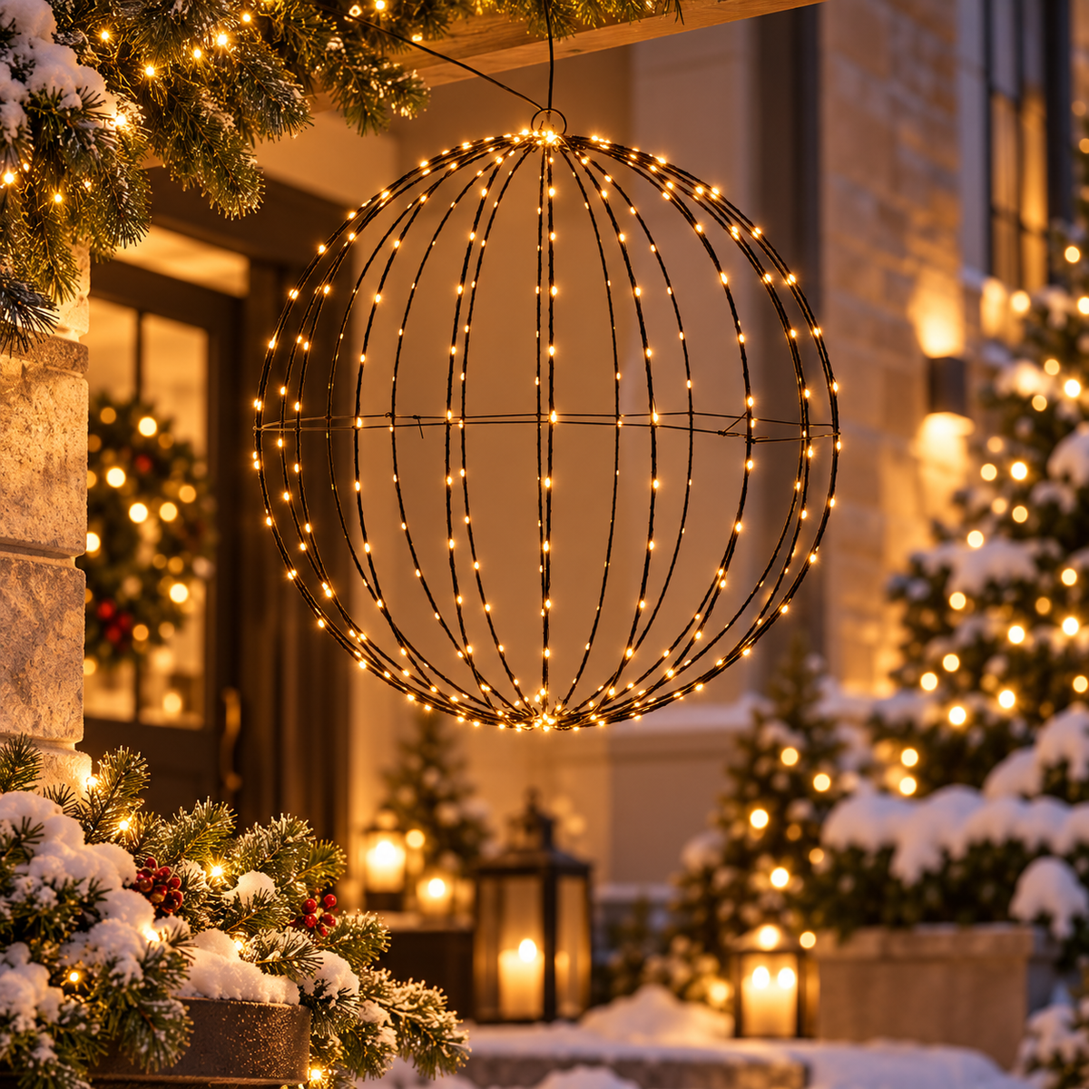 Lichtbol 40 cm met 240 extra warm witte leds in luxe interieur