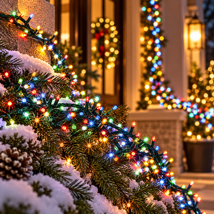 36 m multicolor buitenkerstverlichting met groen snoer