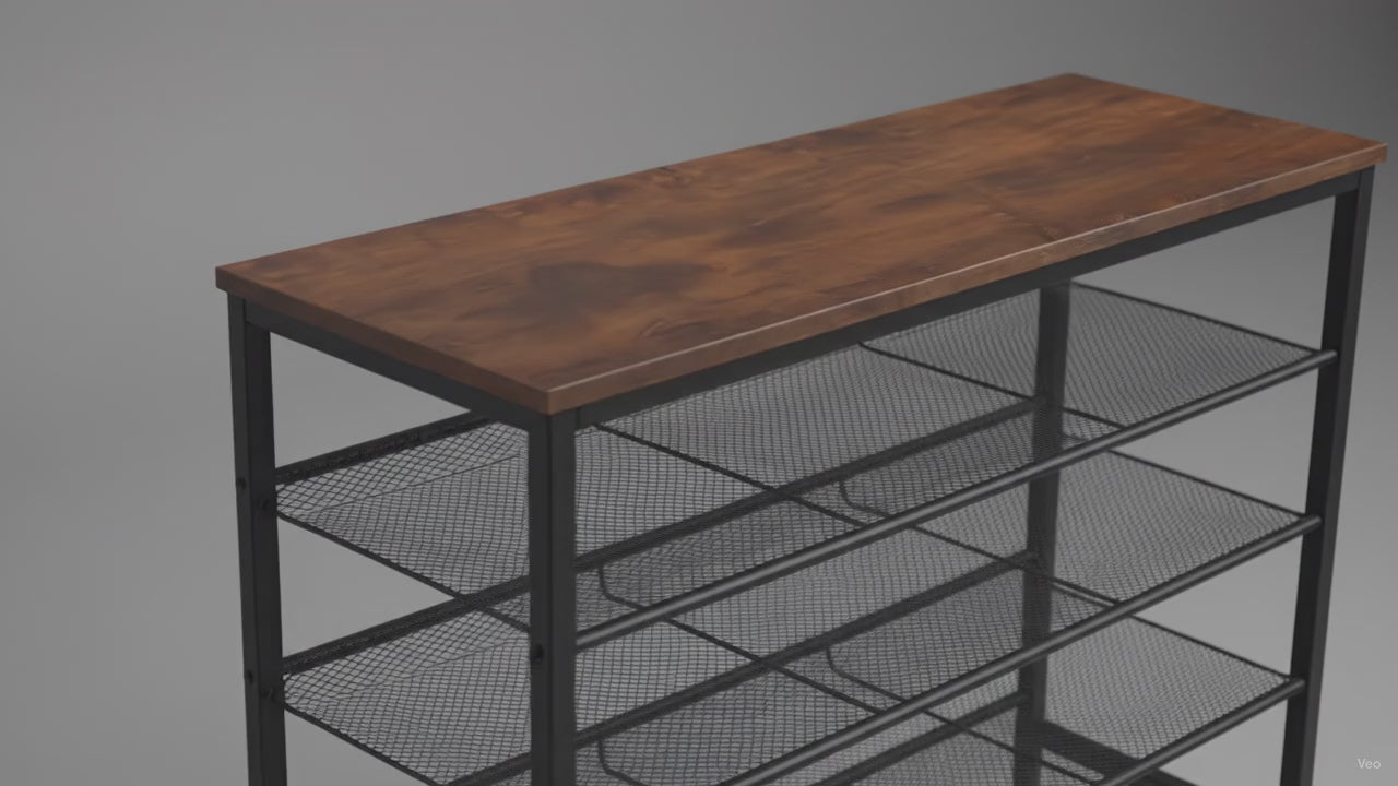 Video schoenenrek hout en metaal