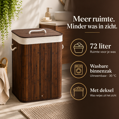 Wasmand bamboe bruin 72 liter – kenmerken