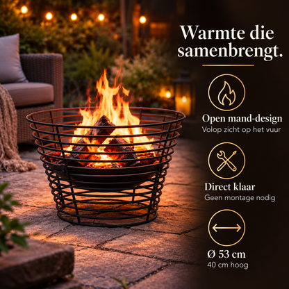 Vuurkorf zwart metaal Ø 53 cm – kenmerken