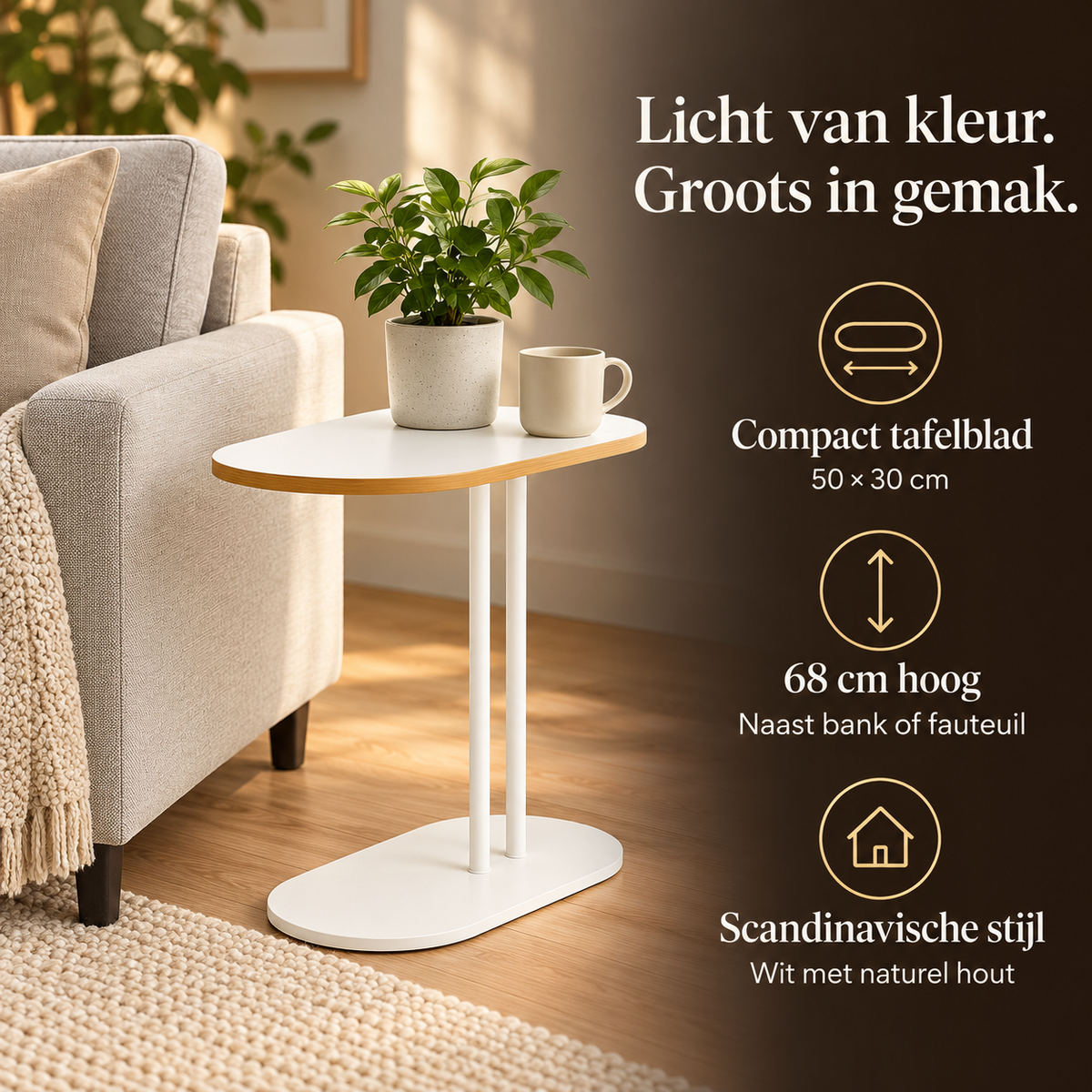 Scandinavische bijzettafel wit hout – kenmerken