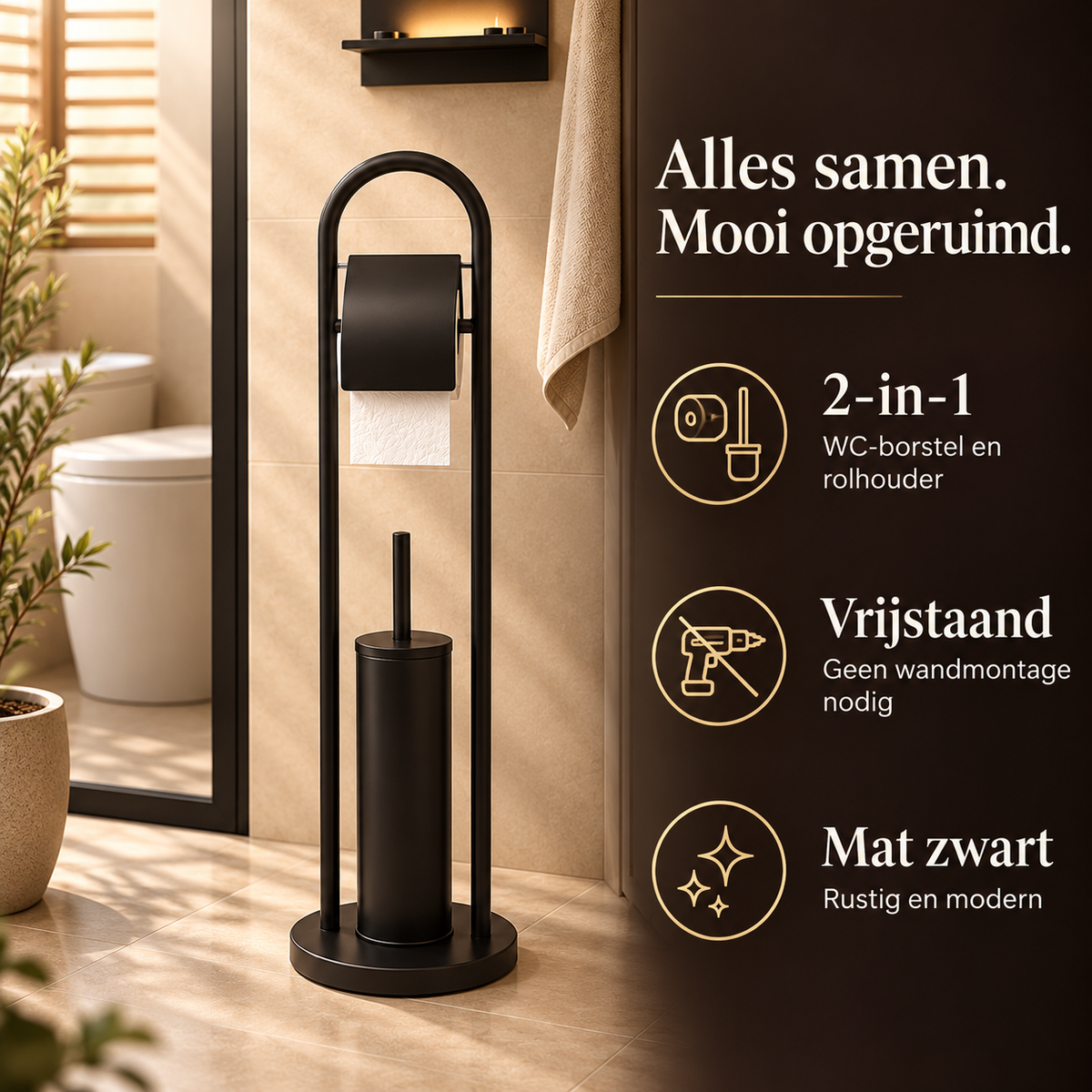 Toiletset mat zwart – kenmerken