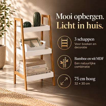 Wandrek bamboe trapmodel 3 schappen – kenmerken