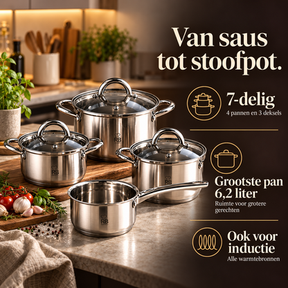 Pannenset RVS 7-Delig – Glazen Deksels – voordelen en productkenmerken in een passende omgeving