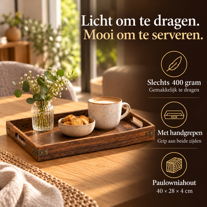 Dienblad Paulownia 40 × 28 cm – Licht Hout – met Handgrepen – voordelen en productkenmerken in een passende omgeving