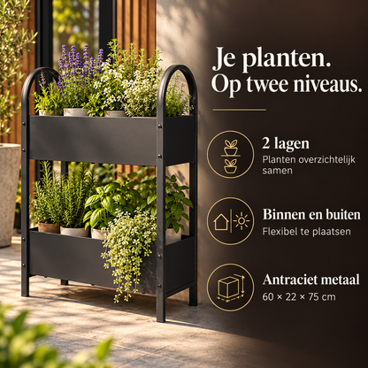 Plantenrek 2 Laags — Metaal voor Binnen & Buiten – voordelen en productkenmerken in een passende omgeving