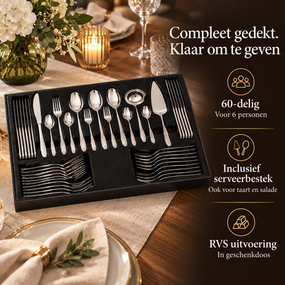 Bestekset 60-delig – RVS in geschenkdoos – voordelen en productkenmerken in een passende omgeving