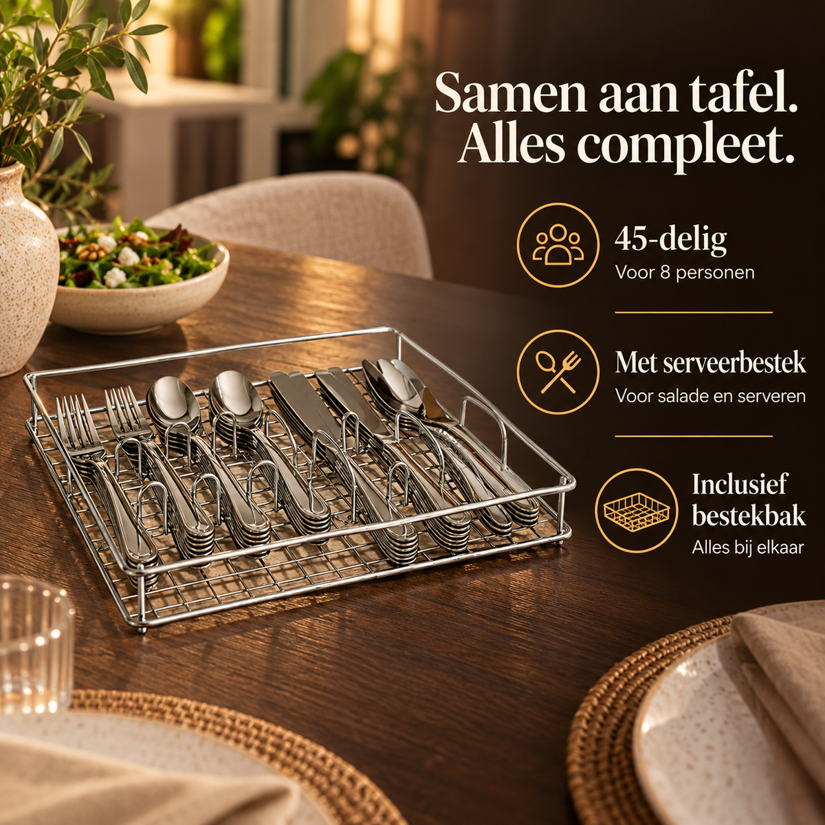 Bestekset 45-delig – RVS voor 8 Personen – voordelen en productkenmerken in een passende omgeving