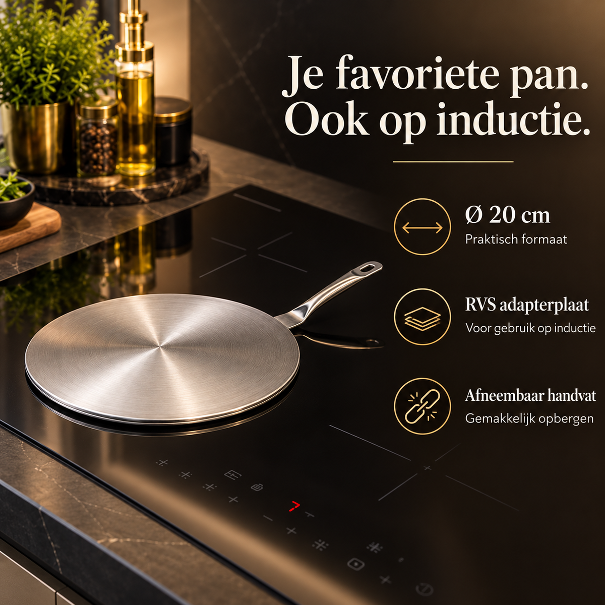 Inductie Adapterplaat — Ø 20 cm RVS – voordelen en productkenmerken in een passende omgeving