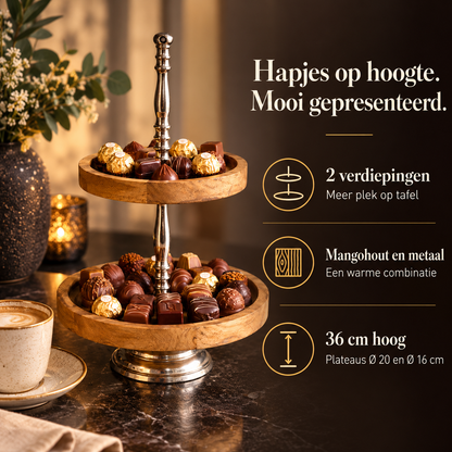 Etagère 2-Laags — Mangohout & Metaal – voordelen en productkenmerken in een passende omgeving