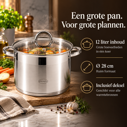 Soeppan RVS 12 Liter – Ø 28 cm met Deksel – voordelen en productkenmerken in een passende omgeving