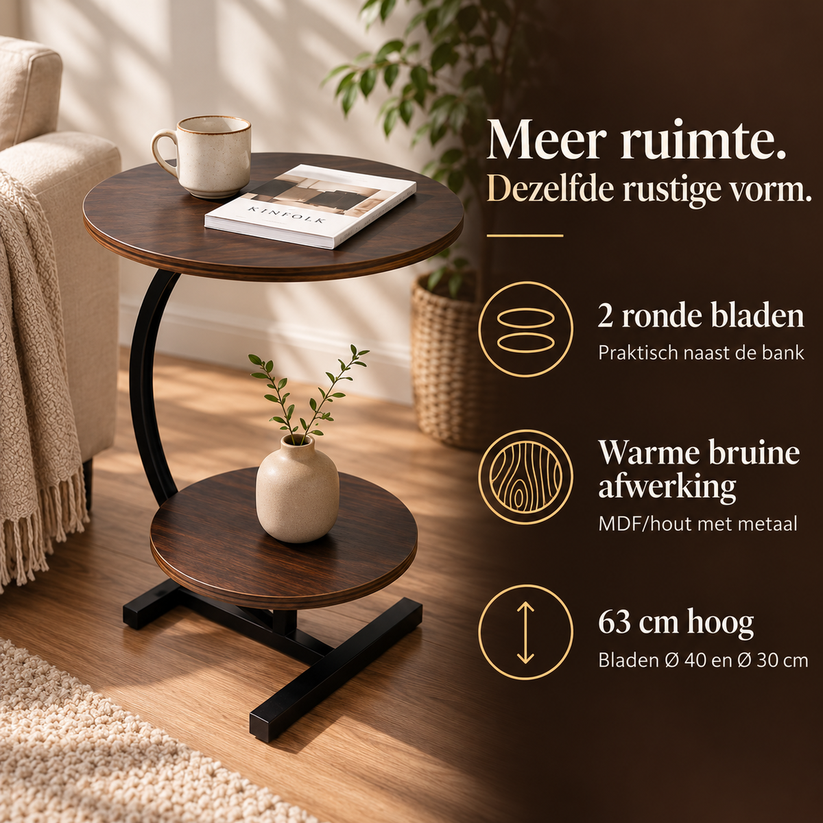 Bijzettafel Hout – 2 Bladen, Bruin – voordelen en productkenmerken in een passende omgeving