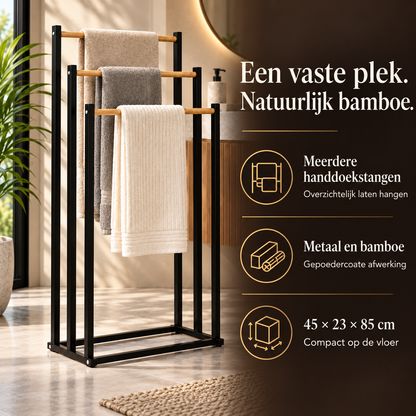 Handdoekrek Metaal en Bamboe - 45x23x85 cm – voordelen en productkenmerken in een passende omgeving