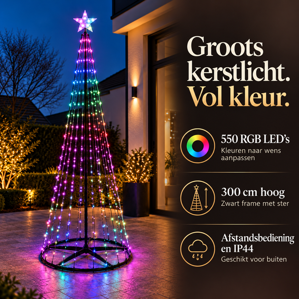 LED Kerstboom voor Binnen & Buiten – 300 cm, 550 RGB LED