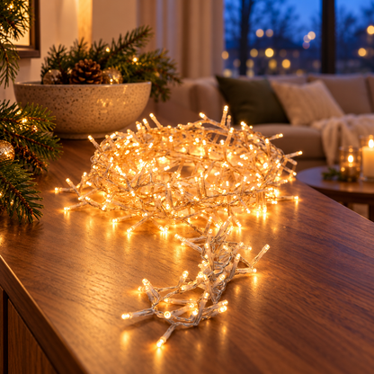 Kerstverlichting 120 LED – 9 m, Warm Wit met Timer in een passende omgeving met schaal gebaseerd op de productspecificaties