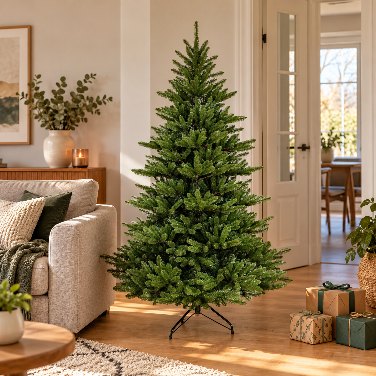 Kunstkerstboom Groen – 150 cm met Metalen Standaard in een passende gebruiksomgeving