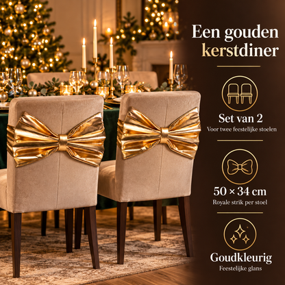 Kerststrik voor Stoel – Goud, Set van 2 – belangrijkste kenmerken en afmetingen