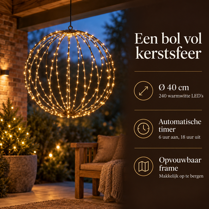 Lichtbol Kerst – 40 cm, 240 LED, Warm Wit met Timer – belangrijkste kenmerken en afmetingen