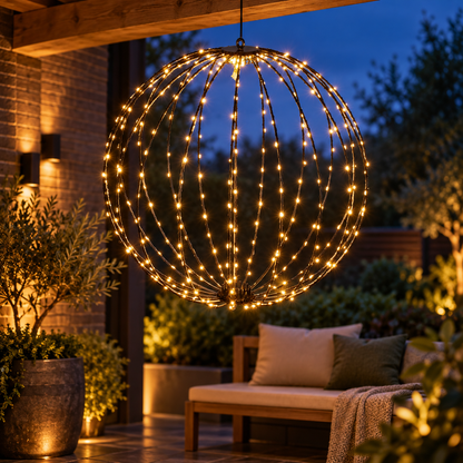 Lichtbol Kerst – 50 cm, 320 LED, Warm Wit met Timer – sfeerfoto in een passende omgeving